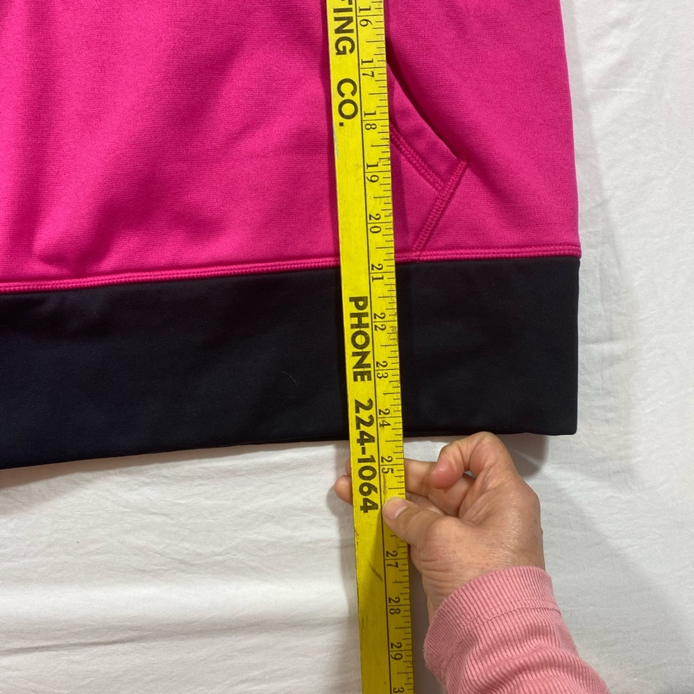 Nike Therma Fit Hoodie Sweatshirt Woman’s Médium pink black fleece hooded pocket - Picture 4 of 11